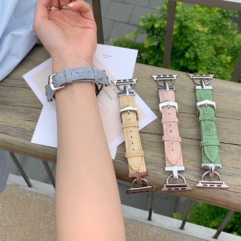 Dây Đeo Bằng Da Thanh Lịch Cho Đồng Hồ Thông Minh Apple Watch Series 7 6 5 4 3 SE 41mm 38mm 40mm 42mm 44mm 45mm