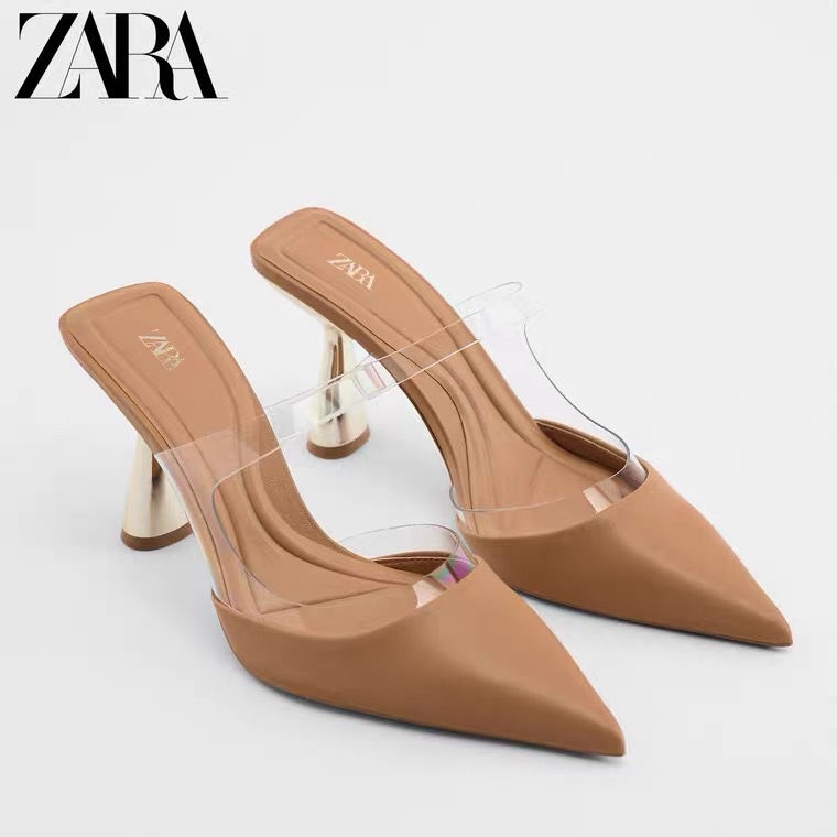 Zara Giày Cao Gót Mũi Nhọn Trong Suốt Thời Trang Mùa Hè 2022 Dành Cho Nữ