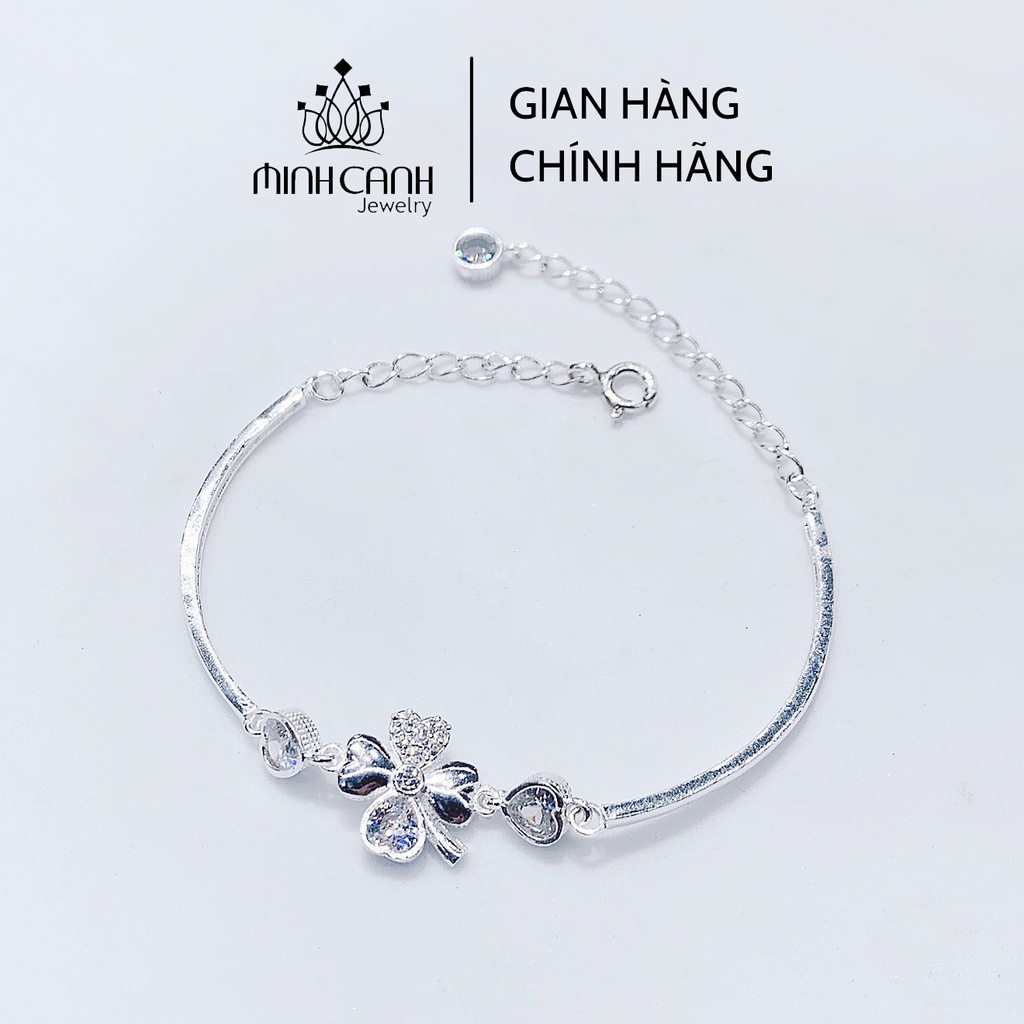 Lắc Tay Bạc Cỏ 4 Lá Tim Đá Minh Canh Jewelry