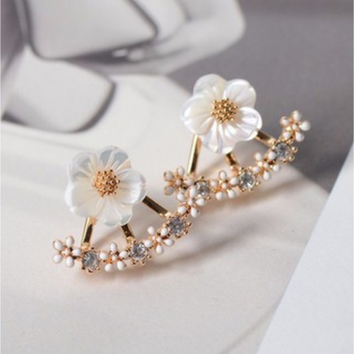 Khuyên tai hoa nhí bông tai trang sức phụ kiện nam nữ phong cách Hàn Quốc dễ thương xi bạc