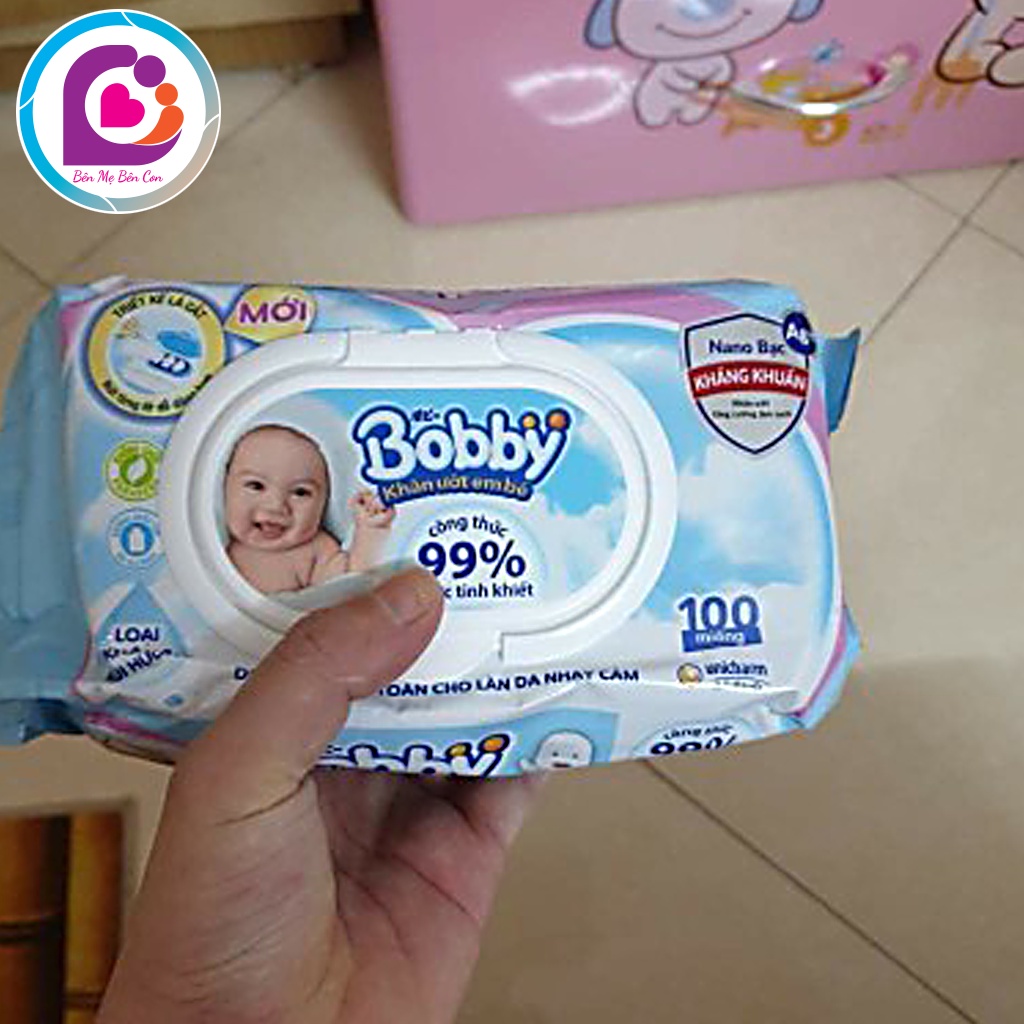 Khăn ướt Bobby cho làn da nhạy cảm 100 miếng