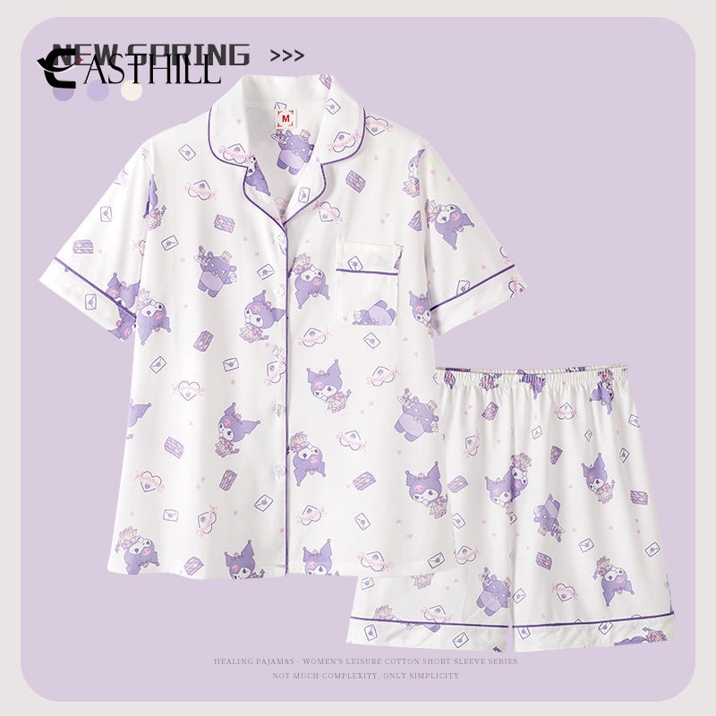 SANRIO Bộ Đồ Ngủ Tay Ngắn In Hình Cinnamoroll Dễ Thương Thời Trang Mùa Hè 2022 Dành Cho Nữ