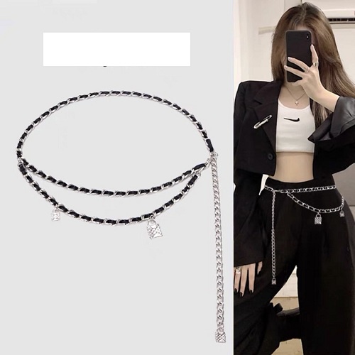 Đai váy thắt lưng belt xích phối da ba khóa hai tầng phối đồ cực chất