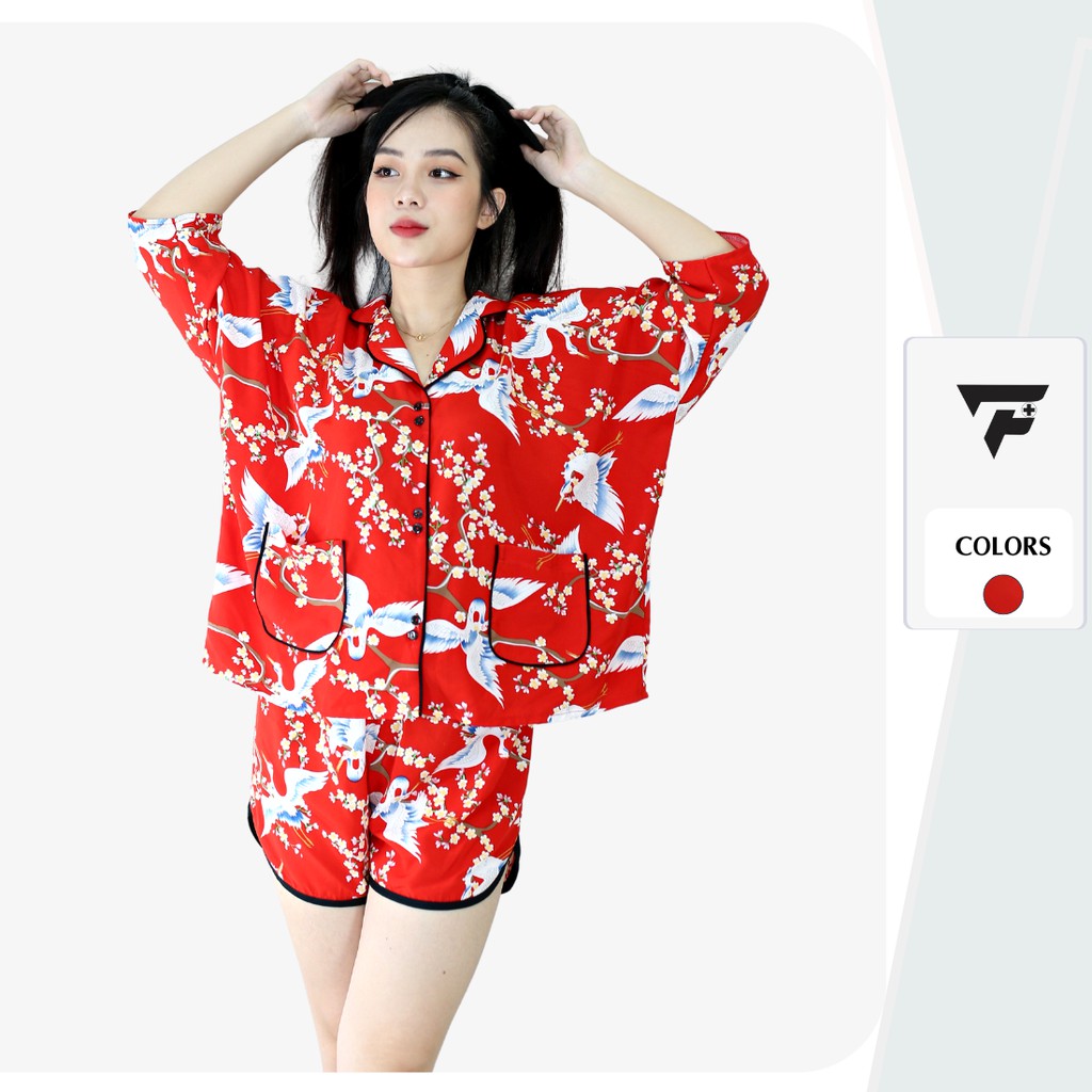 Pijama nữ mặc nhà cánh dơi đùi lụa cao cấp sang trọng thoải mái FPLUS 278