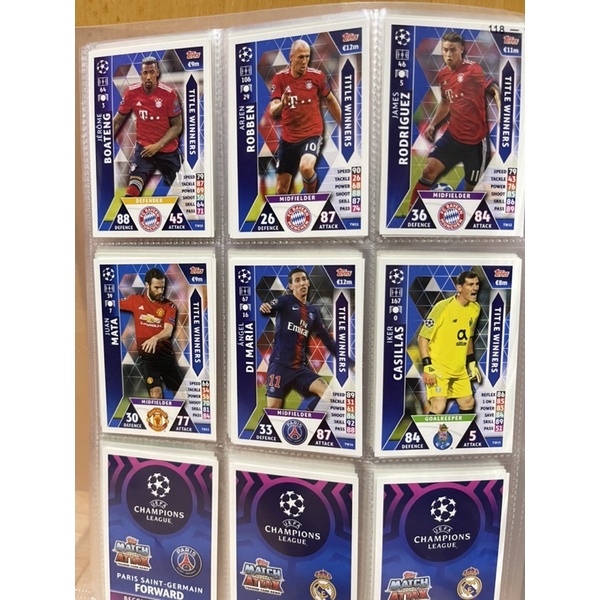 Thẻ Match Attax Champion League 18/19 Full set trong Mega Tin ( k bán lẻ )