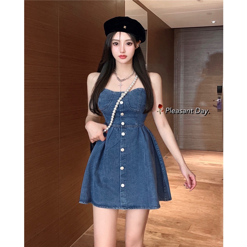 Đầm Denim Sát Nách Thiết Kế Hợp Thời Trang Cho Phái Nữ