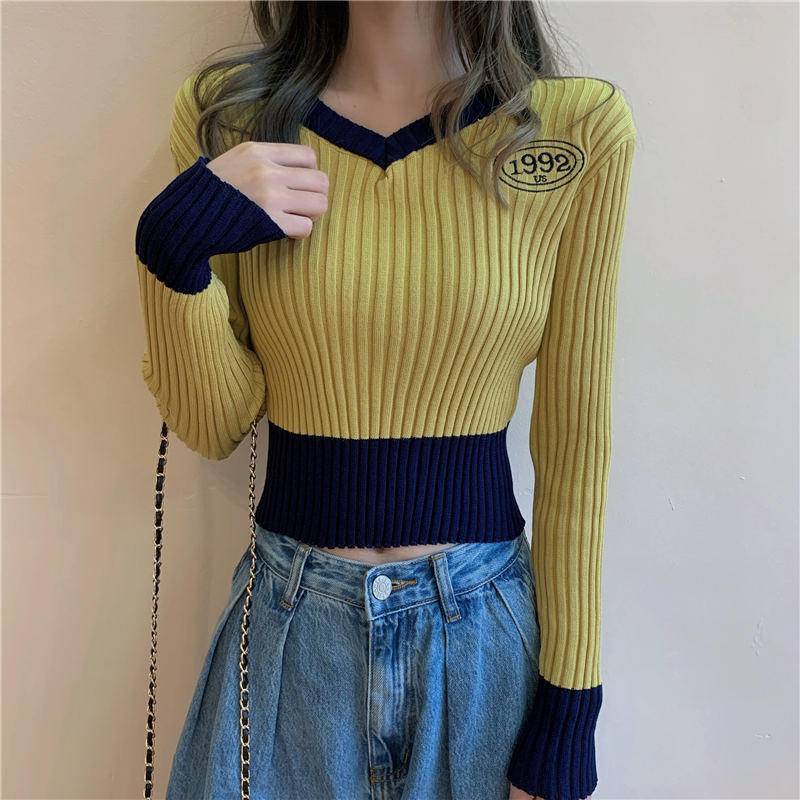 Áo Sweater Tay Dài Cổ Chữ v Phong Cách Hàn Quốc Mới 2022