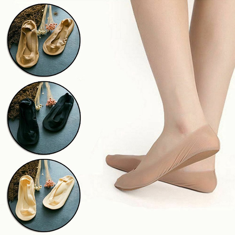 3D Sponge Padded Socks Women's No Show Cushion Liner Ice Silk Boat Sock Foot Pain Relief Arch Support Insole Sock