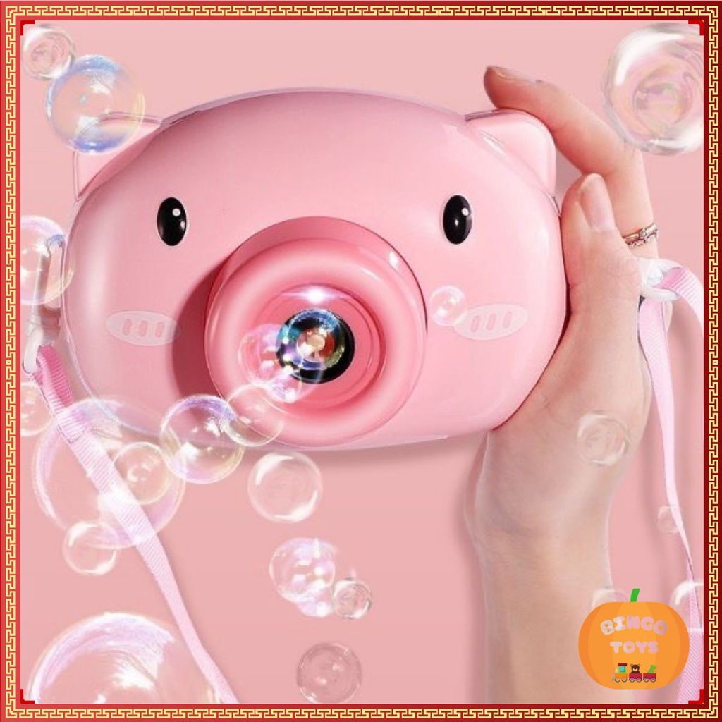 Máy chụp ảnh thổi bóng bóng hình heo con dễ thương