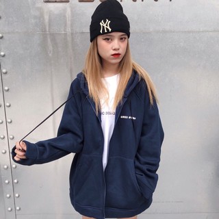 hoodie zip basic xanh navy