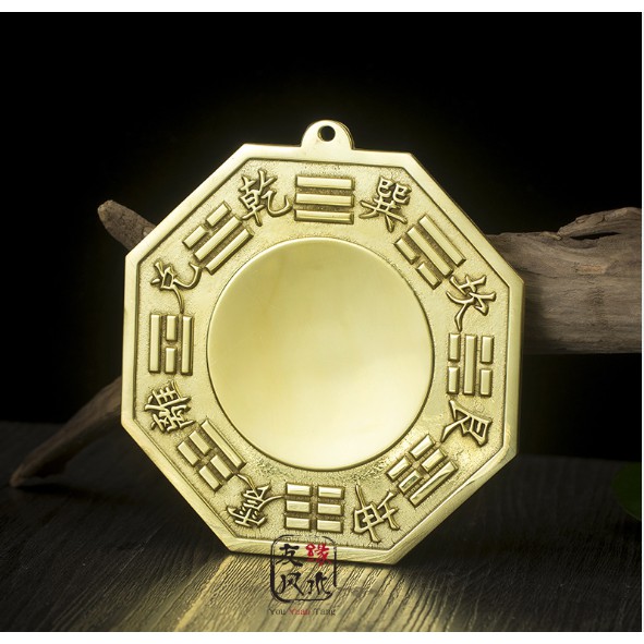 Gương bát quái bằng đồng lồi mặt trơn phong thủy