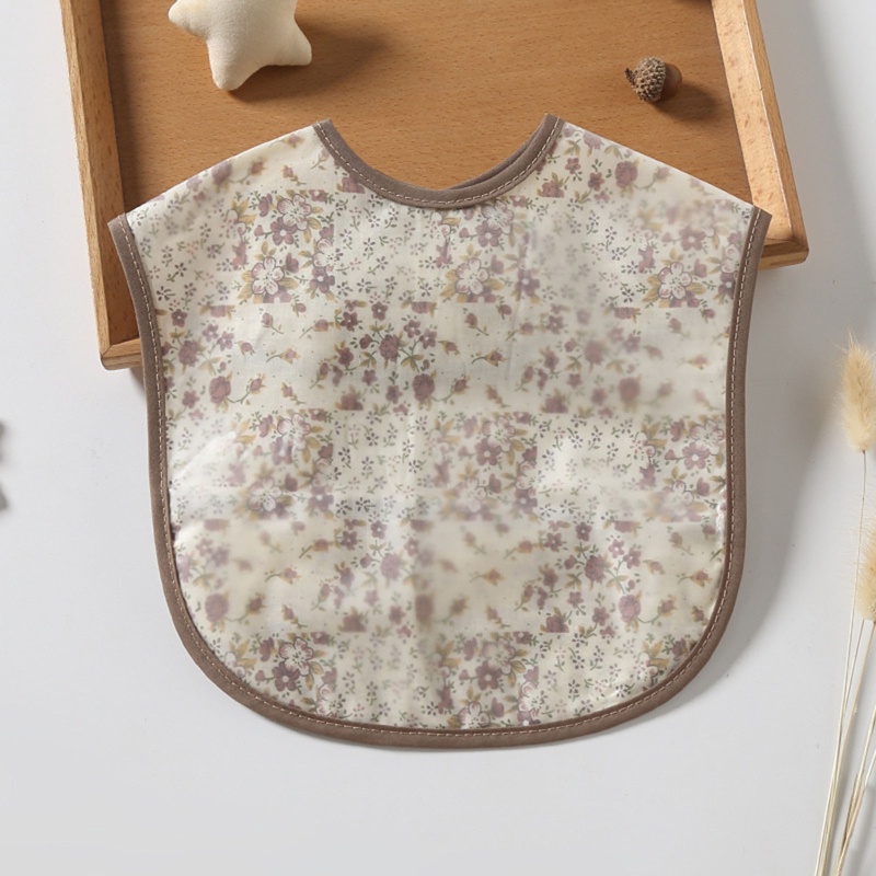 Yếm Ăn Vải Cotton Chống Thấm Nước In Họa Tiết Xinh Xắn Cho Bé