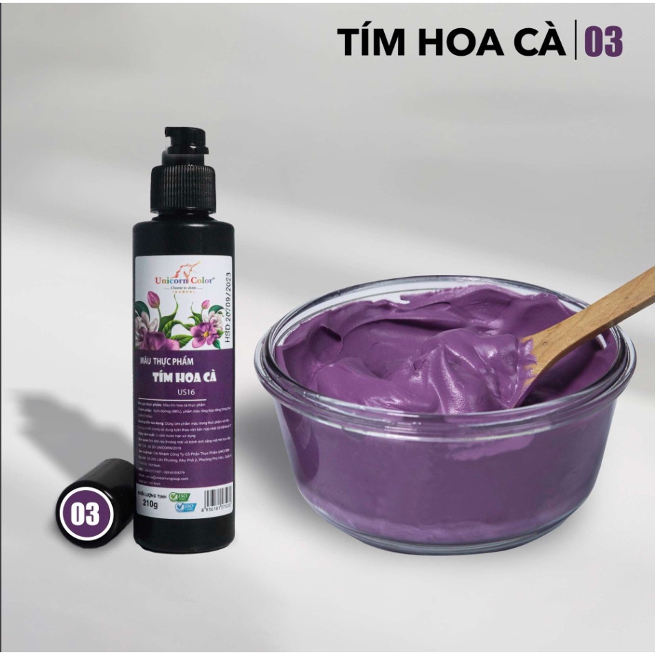 Màu thực phẩm 210g - Tím hoa cà MS03 (Syrup color purple) - Unicorn color