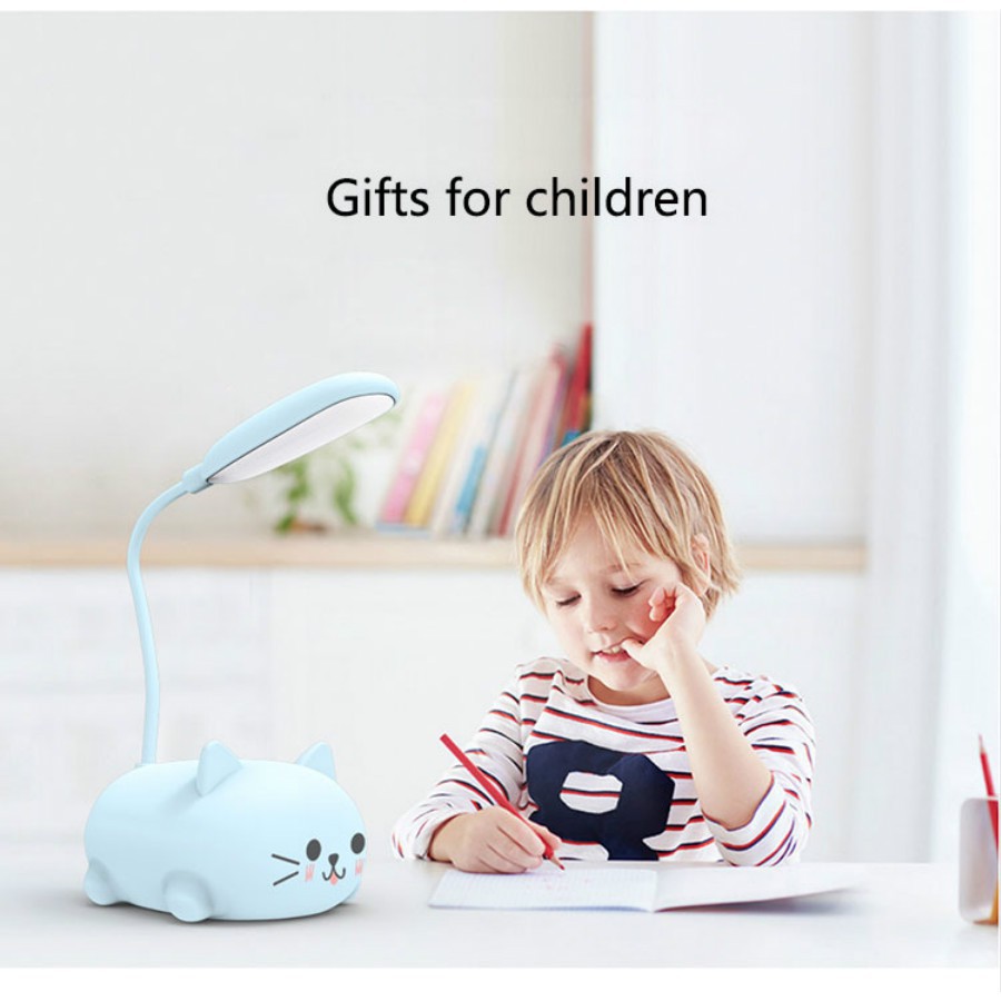 Đèn Led Đọc Sách Mini 4 Bóng Để Bàn Nhỏ Gọn Linh Hoạt Ánh Sáng Ban Đêm/Cute Cat Table Lamp