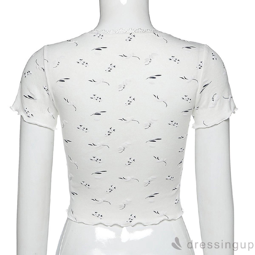 Áo Thun Nữ Tay Ngắn In Họa Tiết