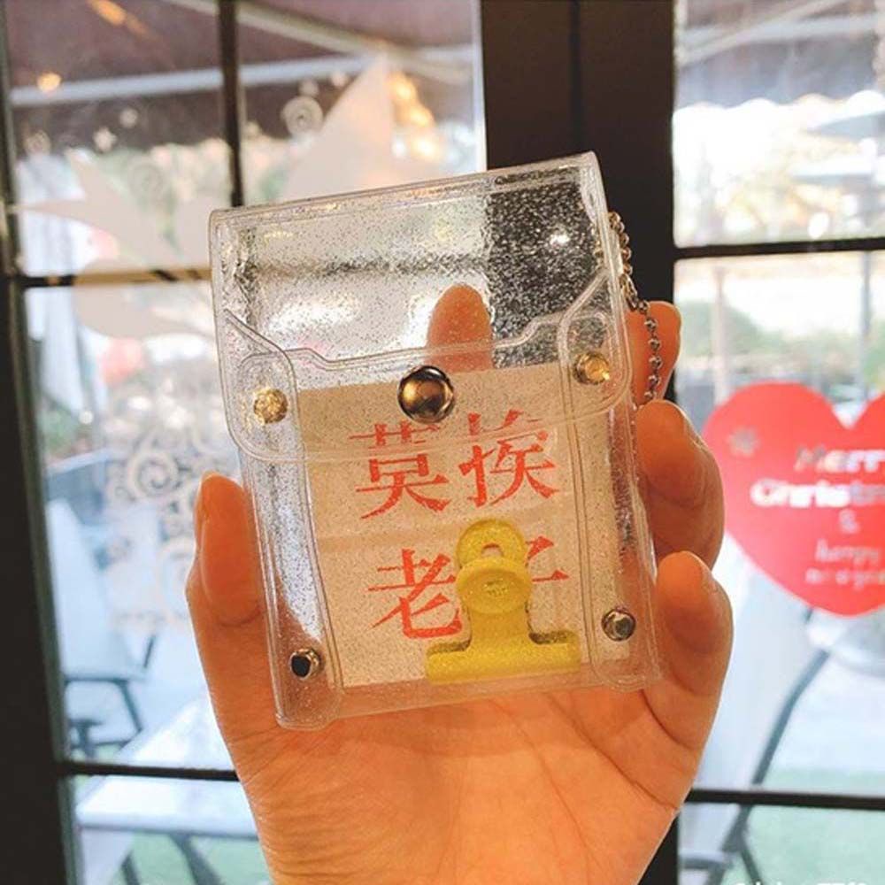Ví Đựng Tiền Xu / Son Môi Mini Bằng Pvc Trong Suốt Đính Kim Sa Lấp Lánh Nhiều Màu Sắc