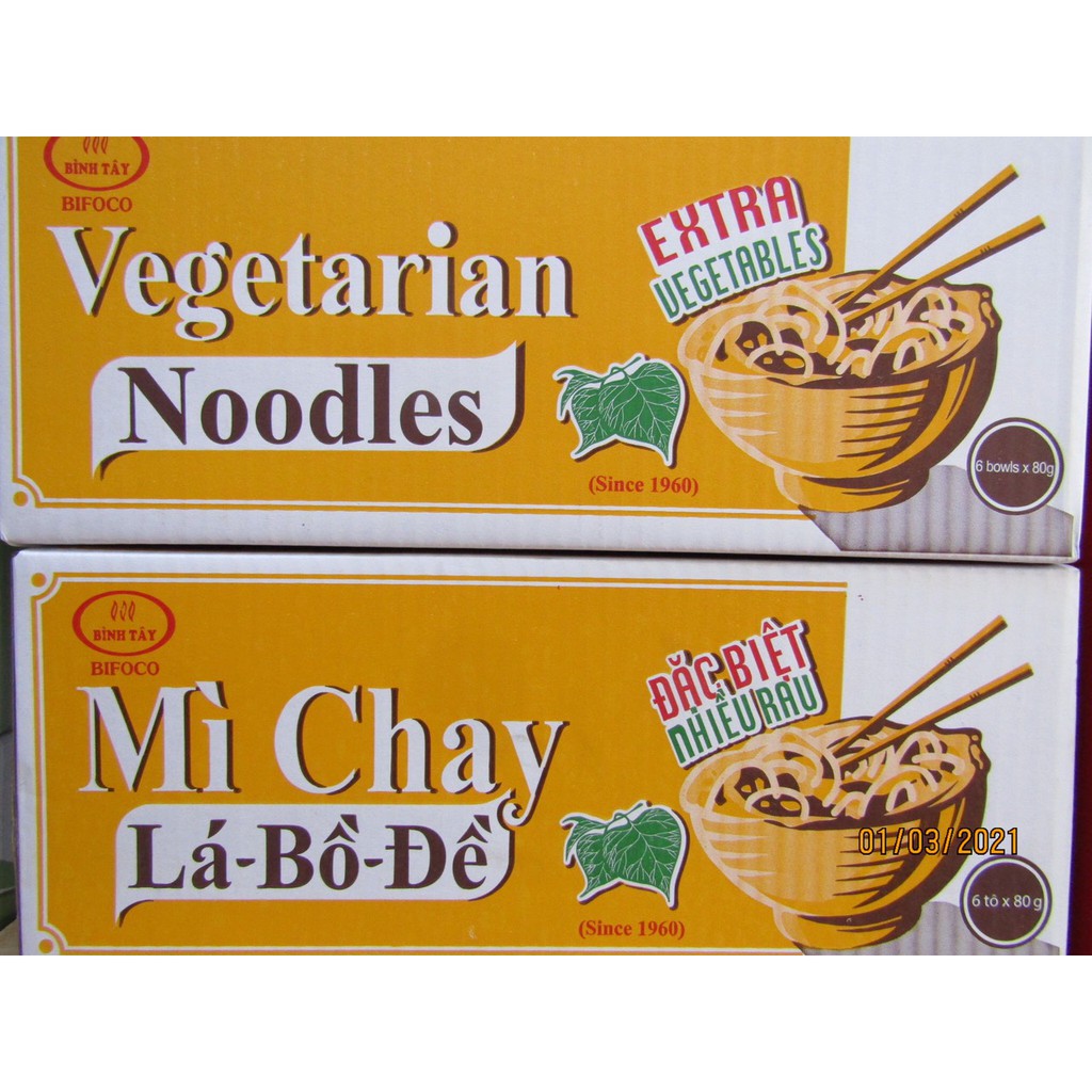 Mì chay lá bồ đề tô - Nhiều rau củ (6 tô/thùng) - Vegetable Instant Noodle Bowl (Pack of 6) | BigBuy360 - bigbuy360.vn