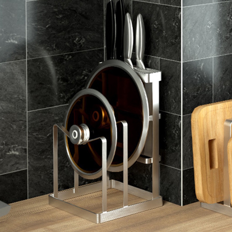 Kệ để dao thớt đa năng Giá treo nắp nồi inox 304 bền chắc không gỉ sét Dụng cụ nhà bếp Kệ để nắp vung dán tường GTH