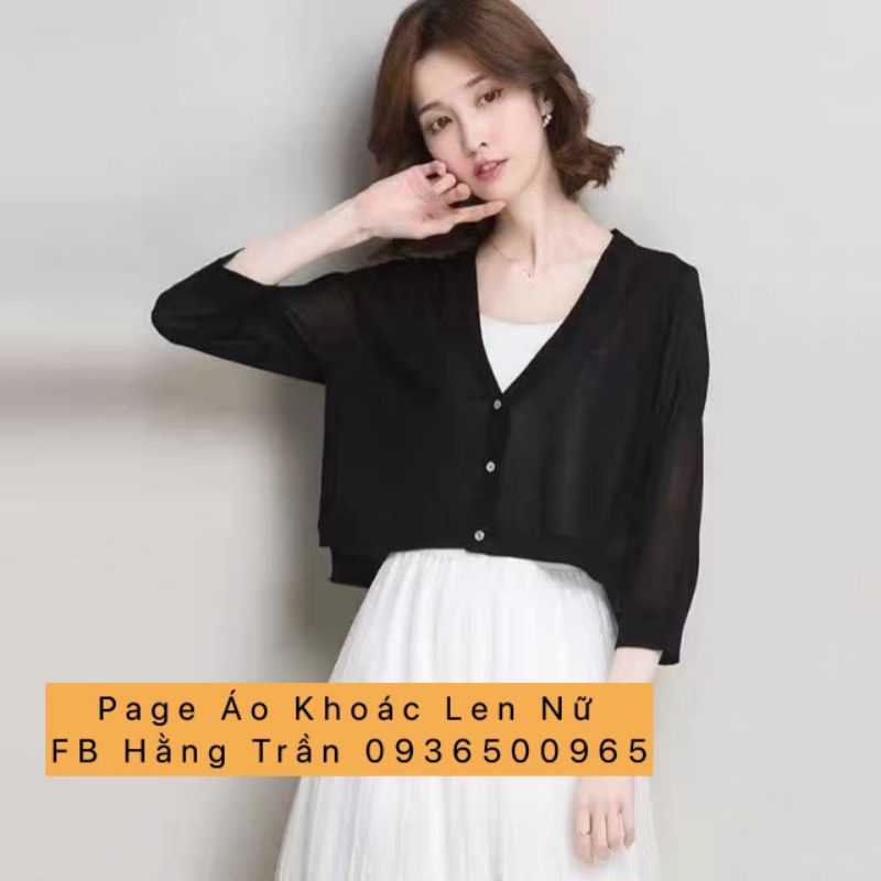 Áo khoác len mỏng dáng lửng hàng cao cấp tay lỡ.