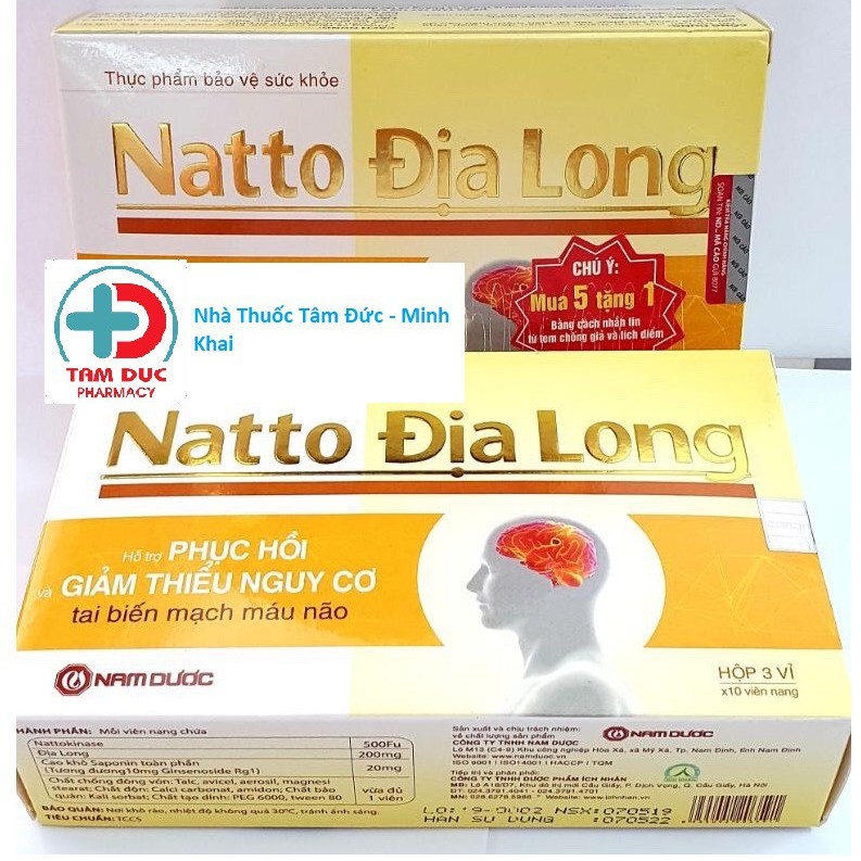 NATTO ĐỊA LONG - Tích Điểm Mua 5 Tặng 1 - HỔ TRỢ PHỤC HỒI SAU TAI BIẾN MẠCH MÁU NÃO -GIẢM THIỂU NGUY CƠ TAI BIẾN