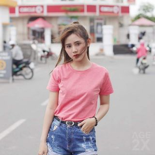 Áo Thun Trơn #AGE2X Màu Hồng Dâu Đốm