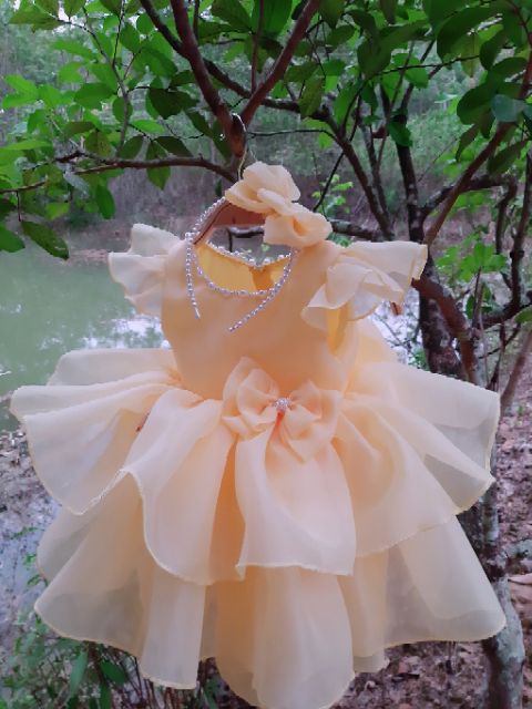 Váy công chúa thiết kế cho bé kèm cài tóc