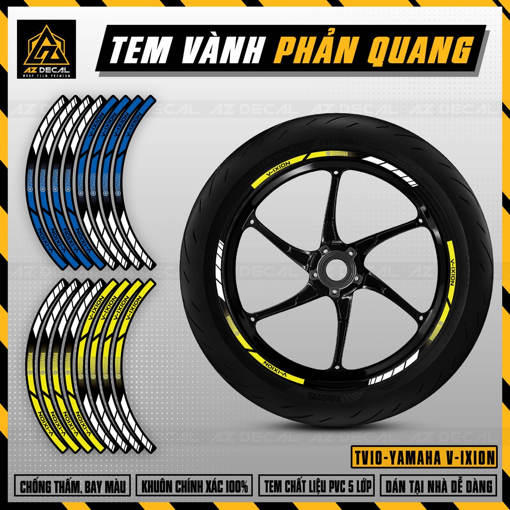 Tem Vành Phản Quang YAMAHA V-IXION | TV10 | Chỉ Mâm Chất Liệu Decal Chống Thấm Nước, Chống Bay Màu.