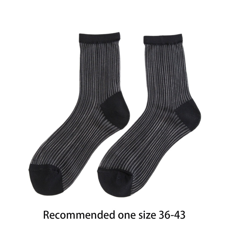 Xixi Vớ Sợi Thủy Tinh Mỏng Màu Kẹo Ngọt Họa Tiết Kẻ Sọc Phong Cách Hàn Quốc Cho Nữ