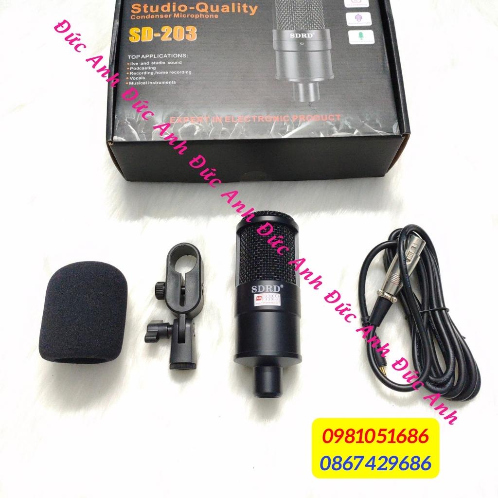 Mic thu âm livestream SDRD 203, mẫu mic 5V kết hợp được nhiều sound card mixer như K10, K300, H9, F4, F7... BH 6 Tháng