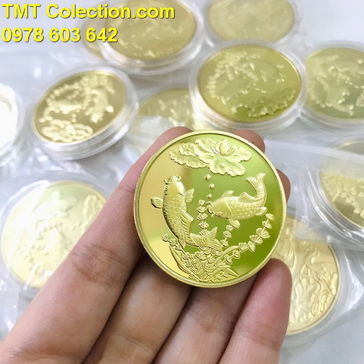 Xu 2 Cá Chép, chứa rất nhiều khí vận tốt, mang lại sự giàu có, may mắn, gia đình thuận hòa- SP005247