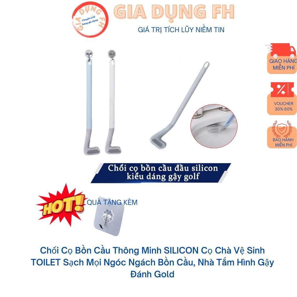 Chổi Cọ Bồn Cầu Thông Minh SILICON Cọ Chà Vệ Sinh TOILET Sạch Mọi Ngóc Ngách Bồn Cầu, Nhà Tắm Hình Gậy Đánh Gold