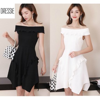 Đầm dự tiệc đầm xòe đẹp váy nữ áo đầm DRESSIE đầm trắng trễ vai thời trang nữ sexy dạo phố dự tiệc - DX170 (Đen Trắng)