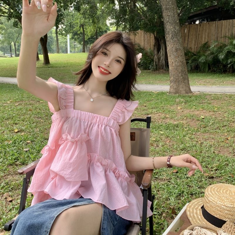 Áo Sơ Mi Nhiều Lớp Dáng Rộng Dễ Thương Ngọt Ngào Thời Trang Mùa Hè Hàn Quốc Cho Nữ