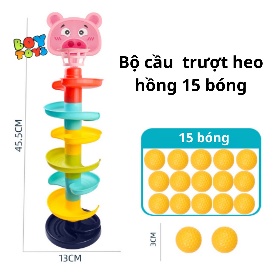 Đồ chơi vận động bóng rổ cầu trượt, cầu trượt thả bóng xoay vòng, tháp bóng lăn nhiều màu sắc thú vị cho bé