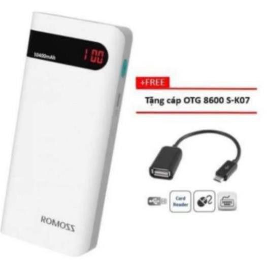 Pin Sạc Dự Phòng Romoss Sense 4P - 10400mAh Chính Hãng -
Tặng #FREE cáp OTG 8600 S-K07