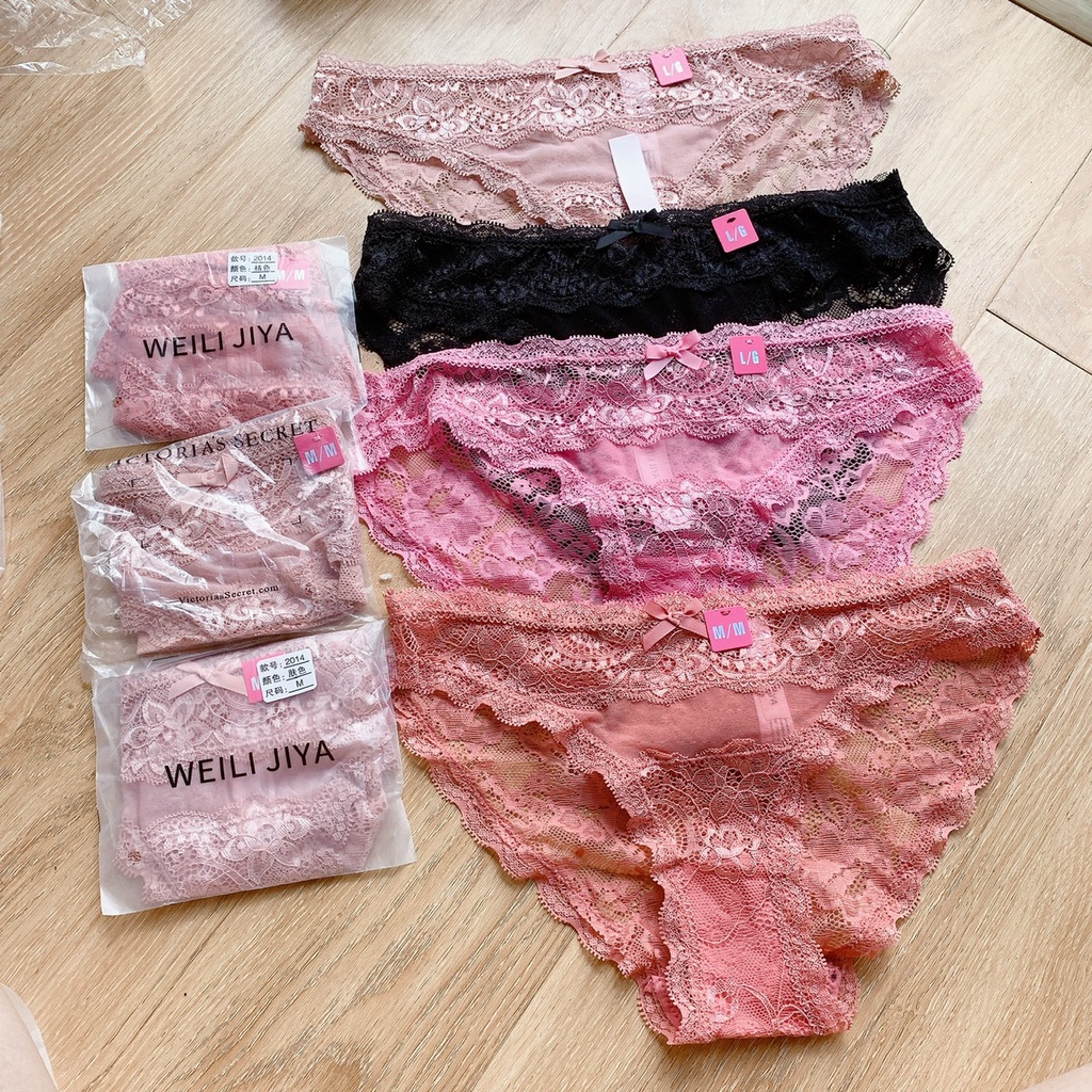 Quần lót ren Q041 xuất dư pink/ vinji