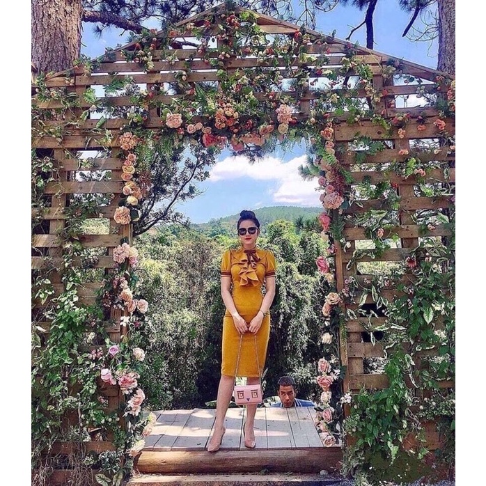 Đầm body umi bèo cổ