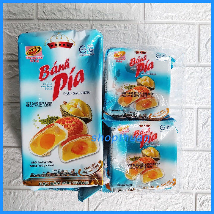 [ HSD : 9/6/22 ] Bánh pía 5 sao đậu sầu riêng trứng muối Tân Huê Viên 600g ( 4 cái )