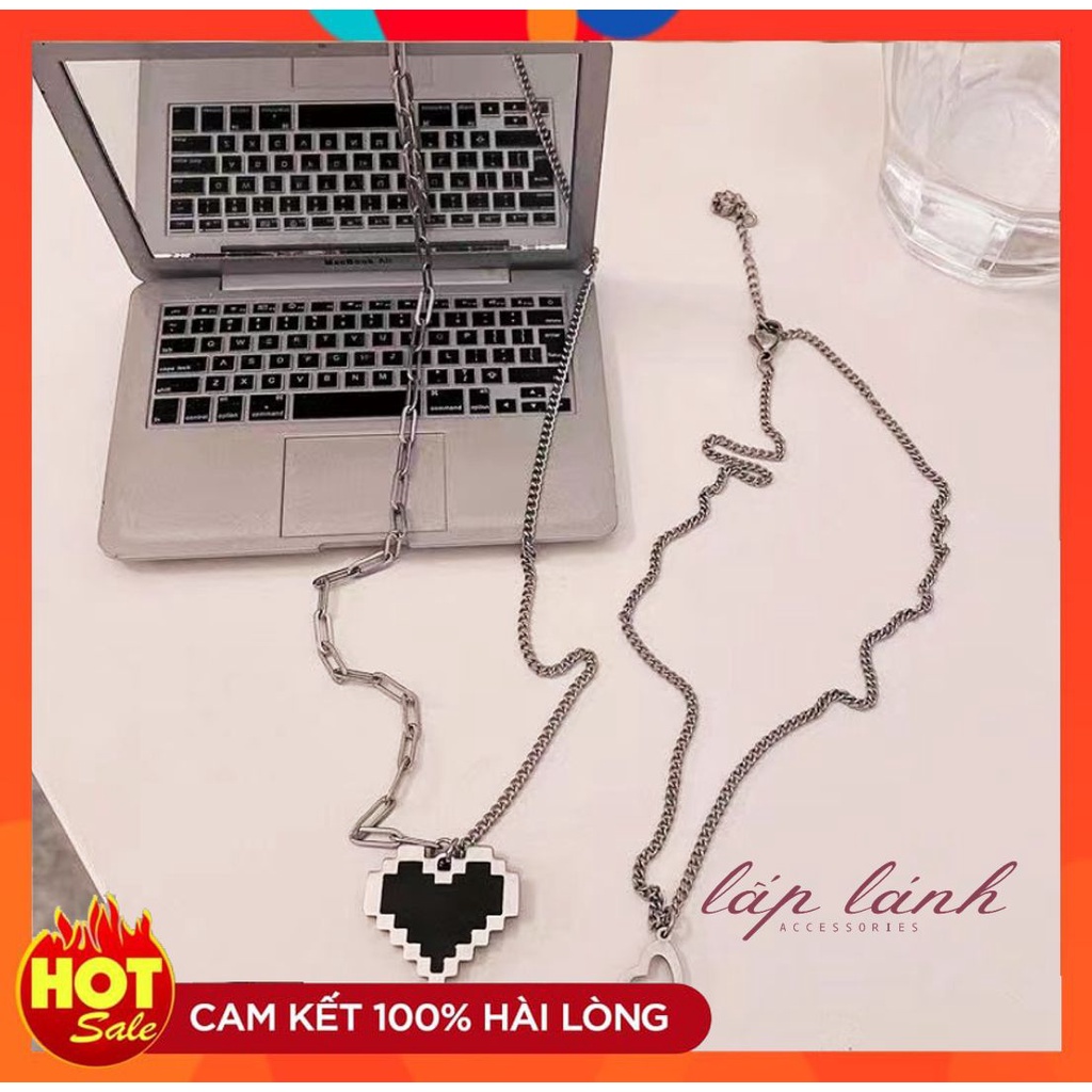 [HOT] DÂY CHUYỀN VÒNG CỔ DÂY XÍCH 2 LỚP  HÌNH TIM KIM LOẠI UNISEX THỜI TRANG CÁ TÍNH PHONG CÁCH HÀN QUỐC 222VC048