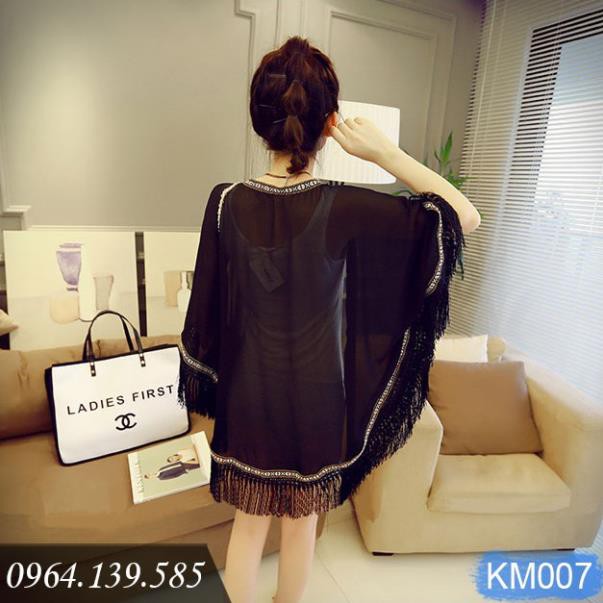 Áo choàng kimono cánh dơi đi biển, du lịch, đi chơi cực xinh, viền thổ cẩm  ྇ '