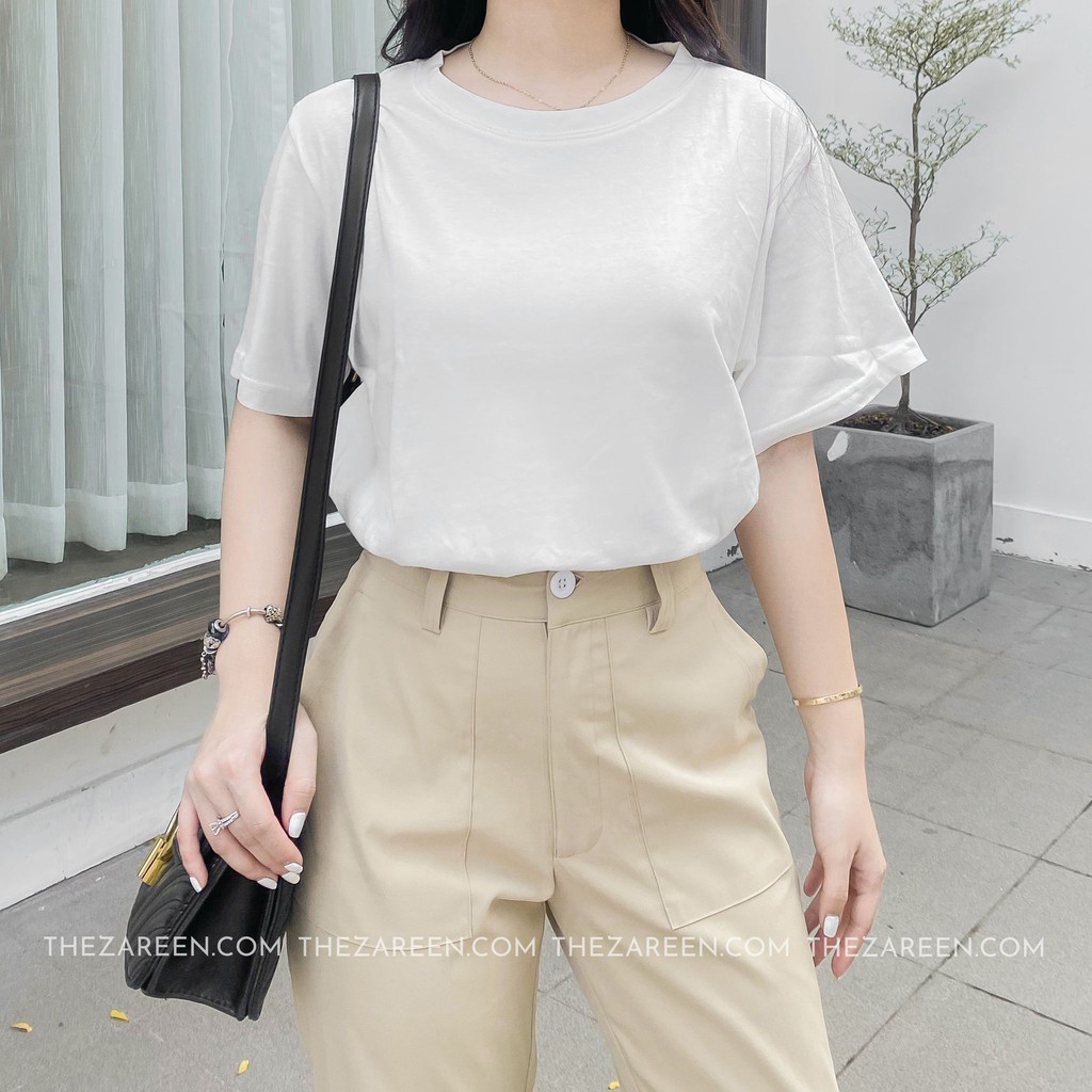 ÁO THUN TRƠN BASIC ZAREEN THU88 TRẮNG | BigBuy360 - bigbuy360.vn