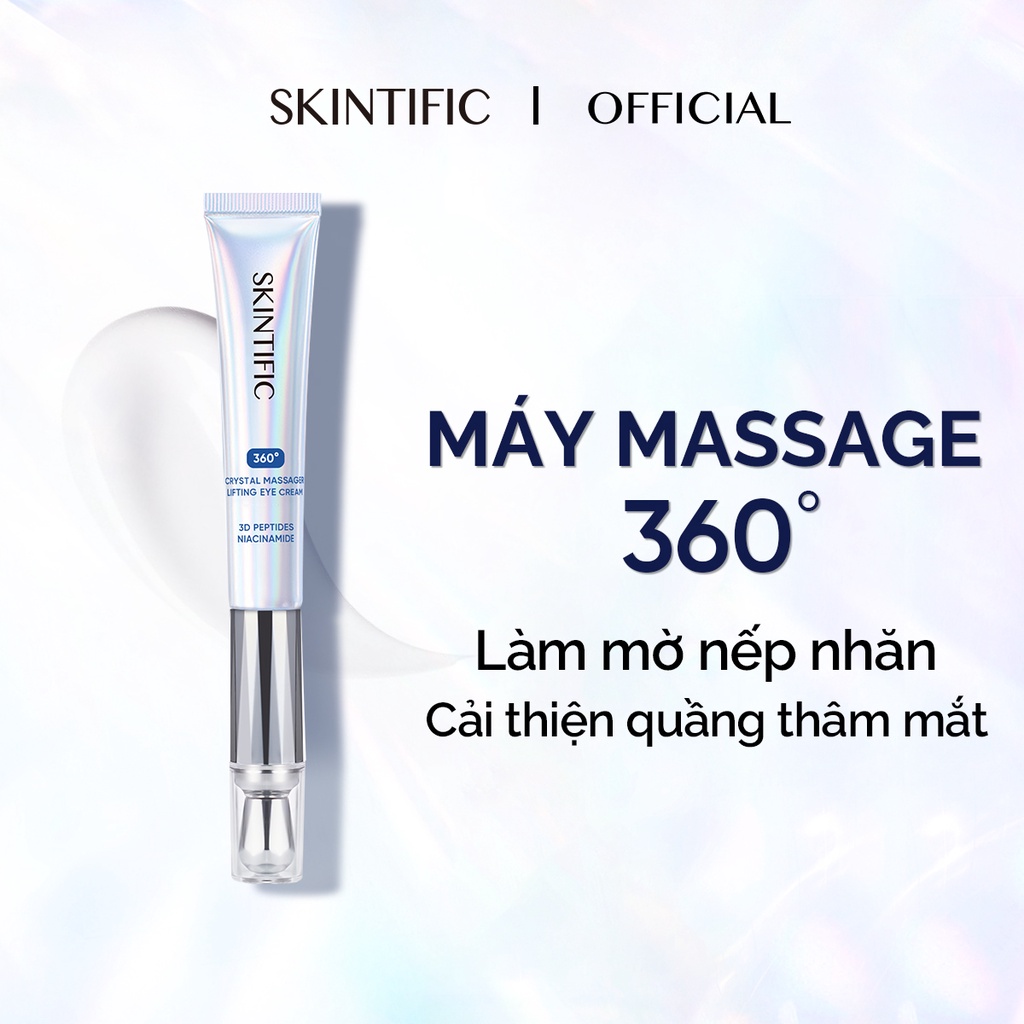 Kem mắt nâng cơ đầu pha lê massage 360 độ SKINTIFIC 20g