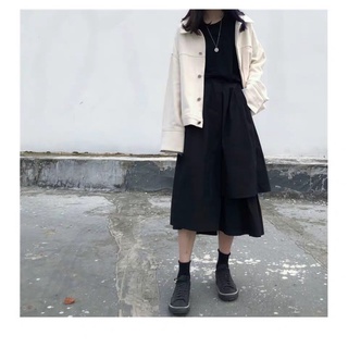 (Sp sẵn) CHÂN VÁY XÒE KIỂU VẠT LỆCH ULZZANG HOT MÀU ĐEN TRẮNG BASIC - hàng hot 2019