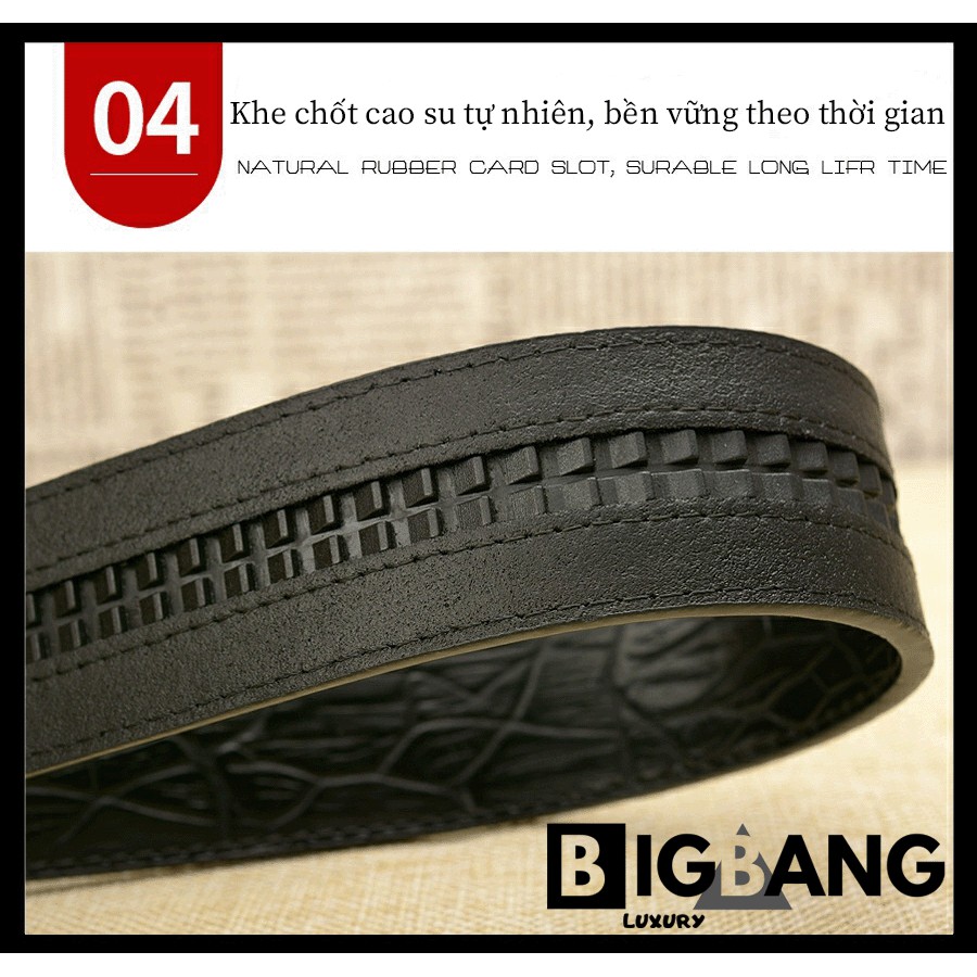 Thắt lưng nam khóa rồng da bò nguyên miếng 2 lớp dập vân cá sấu cao cấp - Nịt đeo lưng da cao cấp