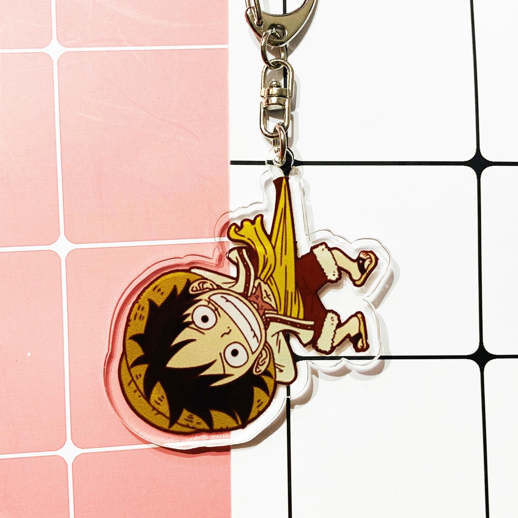 ( Mica trong acrylic ) Móc khóa One Piece Đảo Hải Tặc Luffy mũ rơm quà tặng xinh xắn dễ thương in hình anime chibi