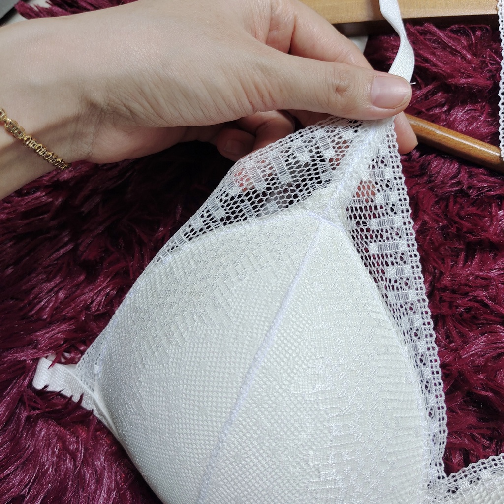 Set Bra - Bralette voan sexy không gọng, mút mỏng - Bộ đồ lót nữ màu trắng - NY21