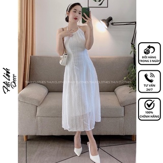 Đầm Yếm Hở Lưng Dáng Dài Màu Trắng - Vải Voan 2 Lớp Mềm Đẹp
