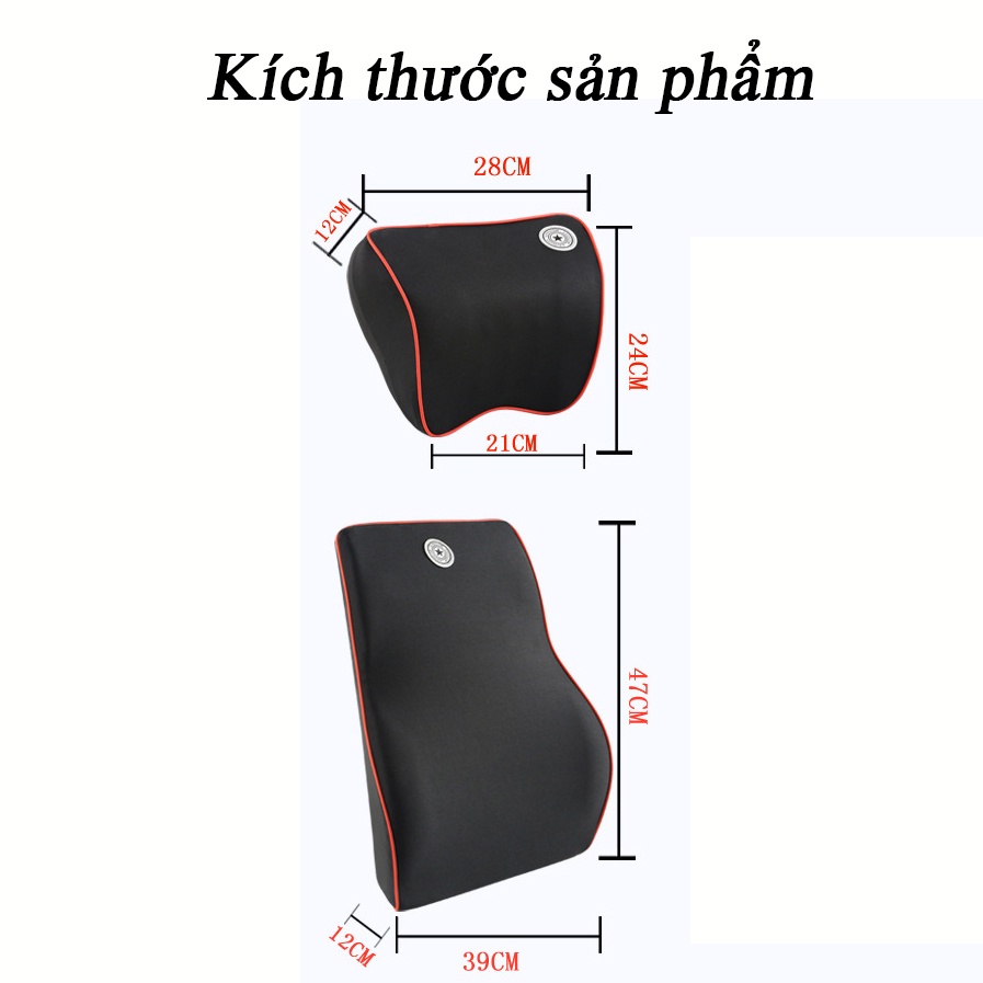 Gối Tựa Đầu Và Lưng Trên Ô Tô Ghế Văn Phòng Chất Liệu Cao Su Non Chống Đau Mỏi Vai Gáy - Phụ Kiện Xe Hơi Hitechlife