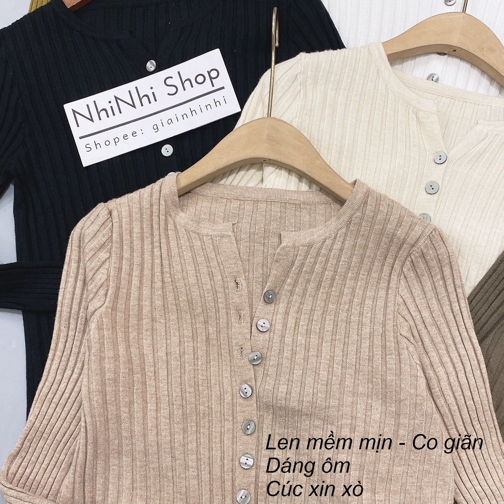 Áo len đũa cài cúc form ôm dài tay vải len dày dặn AL1629 - NhiNhi Shop