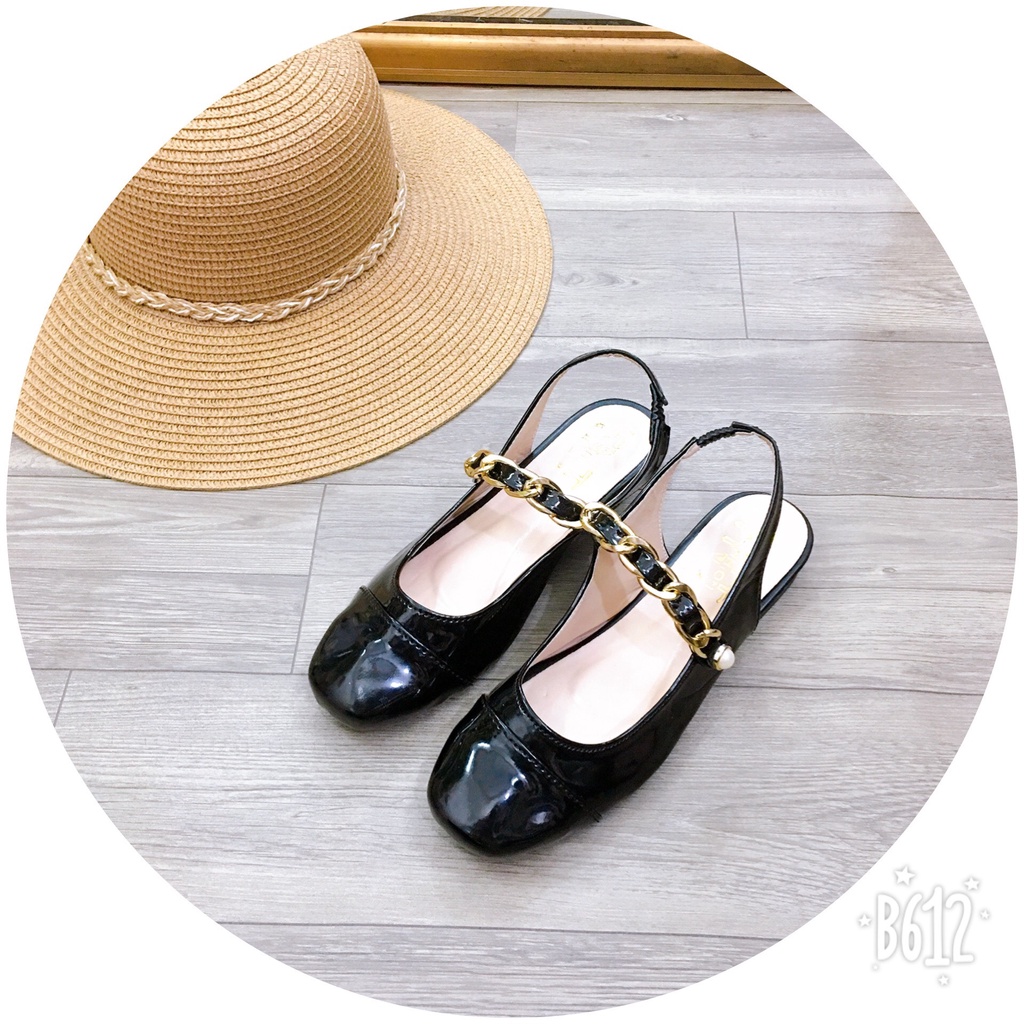 Giày búp bê nữ hở gót pha da cực xinh xắn